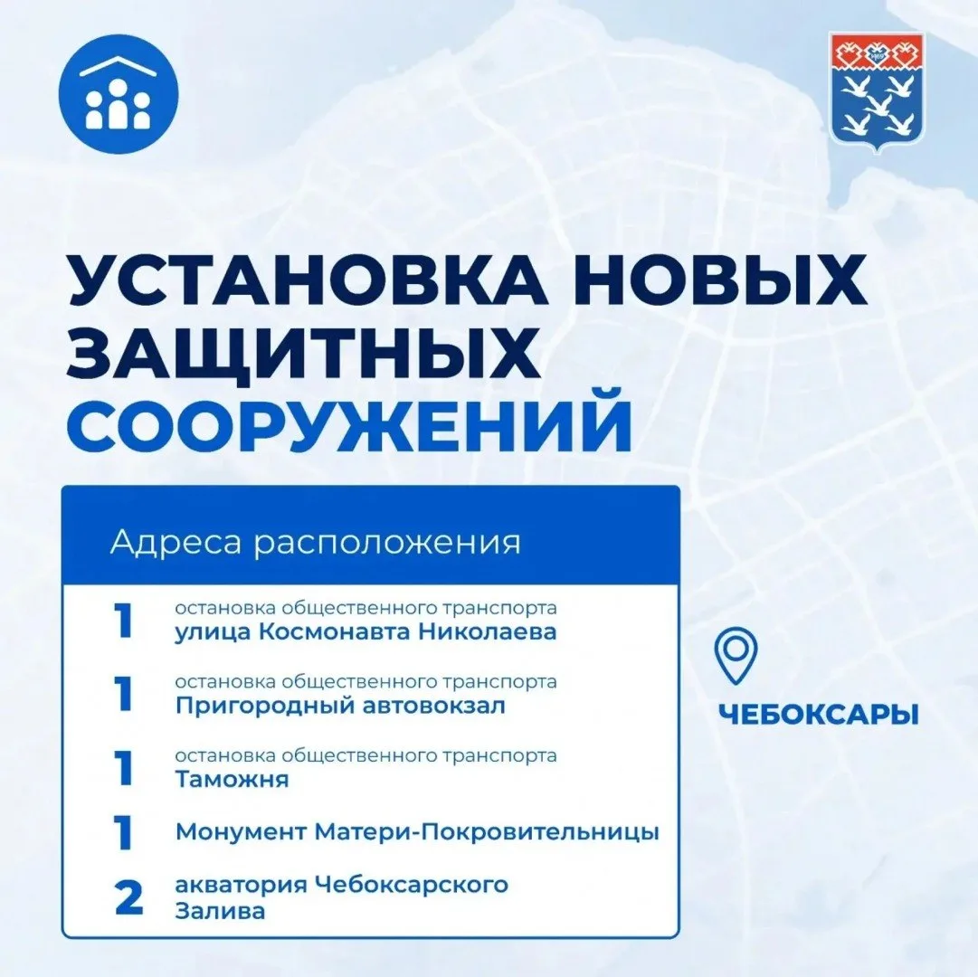 Еще 6 бетонных укрытий в ближайшее время появятся в Чебоксарах.
 
2 укрытия разместят в акватории Че