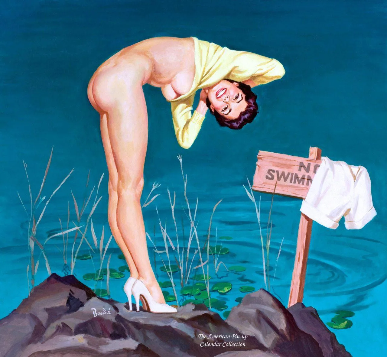 Al Brule - "No Swimming" - July 1962 Esquire Inc. Calendar Illustration - The American ...