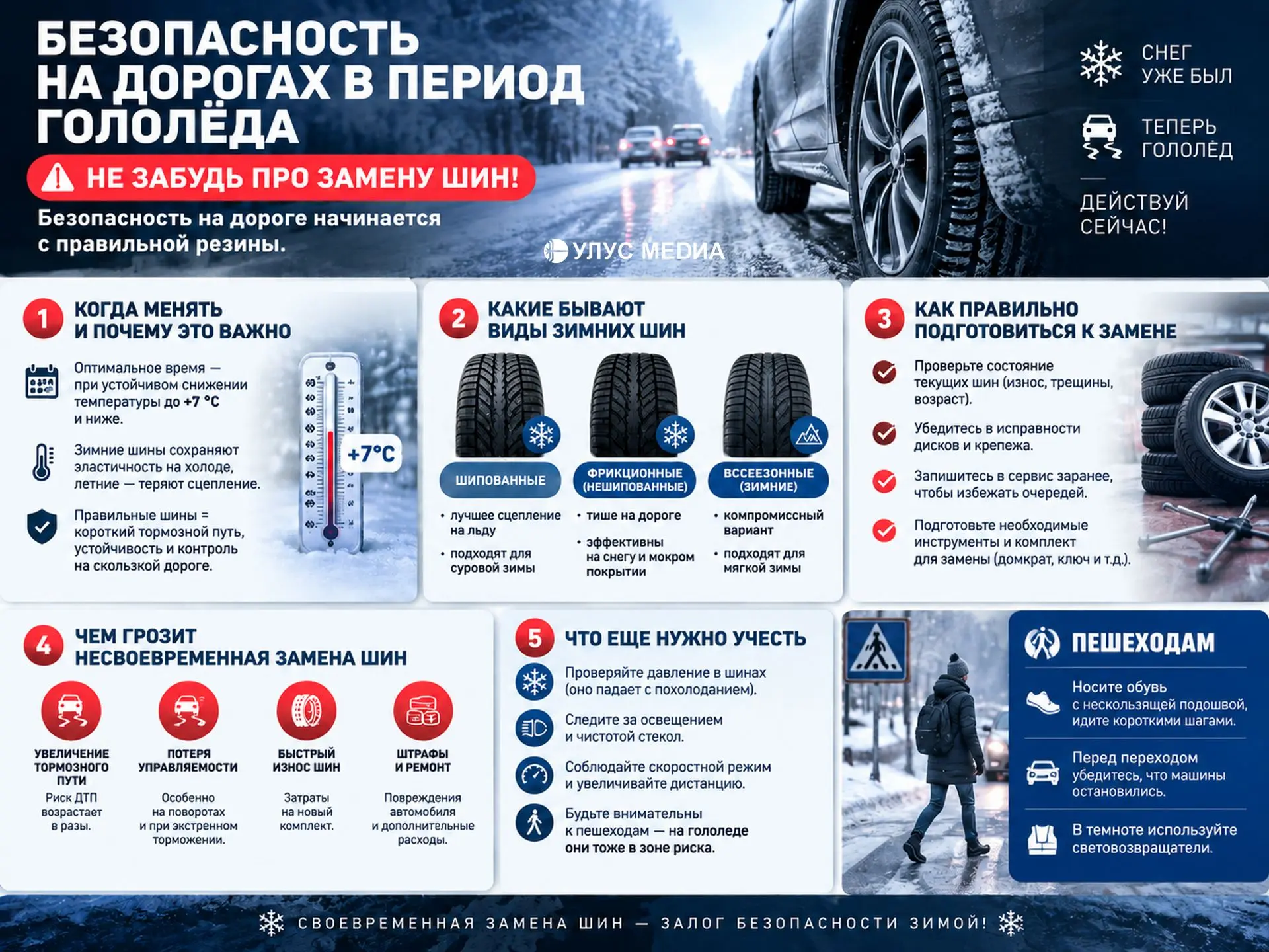 ⚠️ На дорогах гололёд — будьте особенно осторожны!