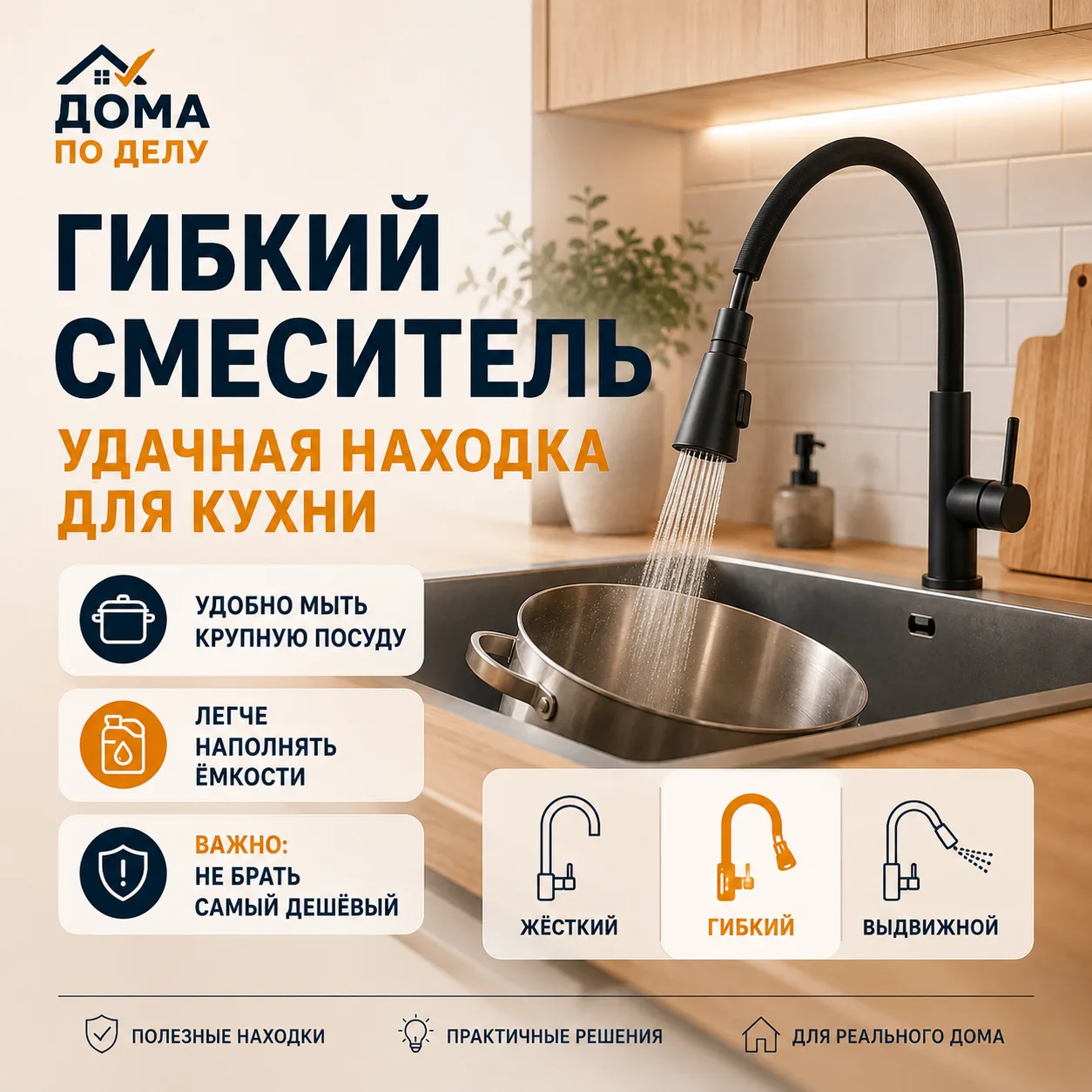 Гибкий смеситель — та самая находка, которая реально делает кухню удобнее