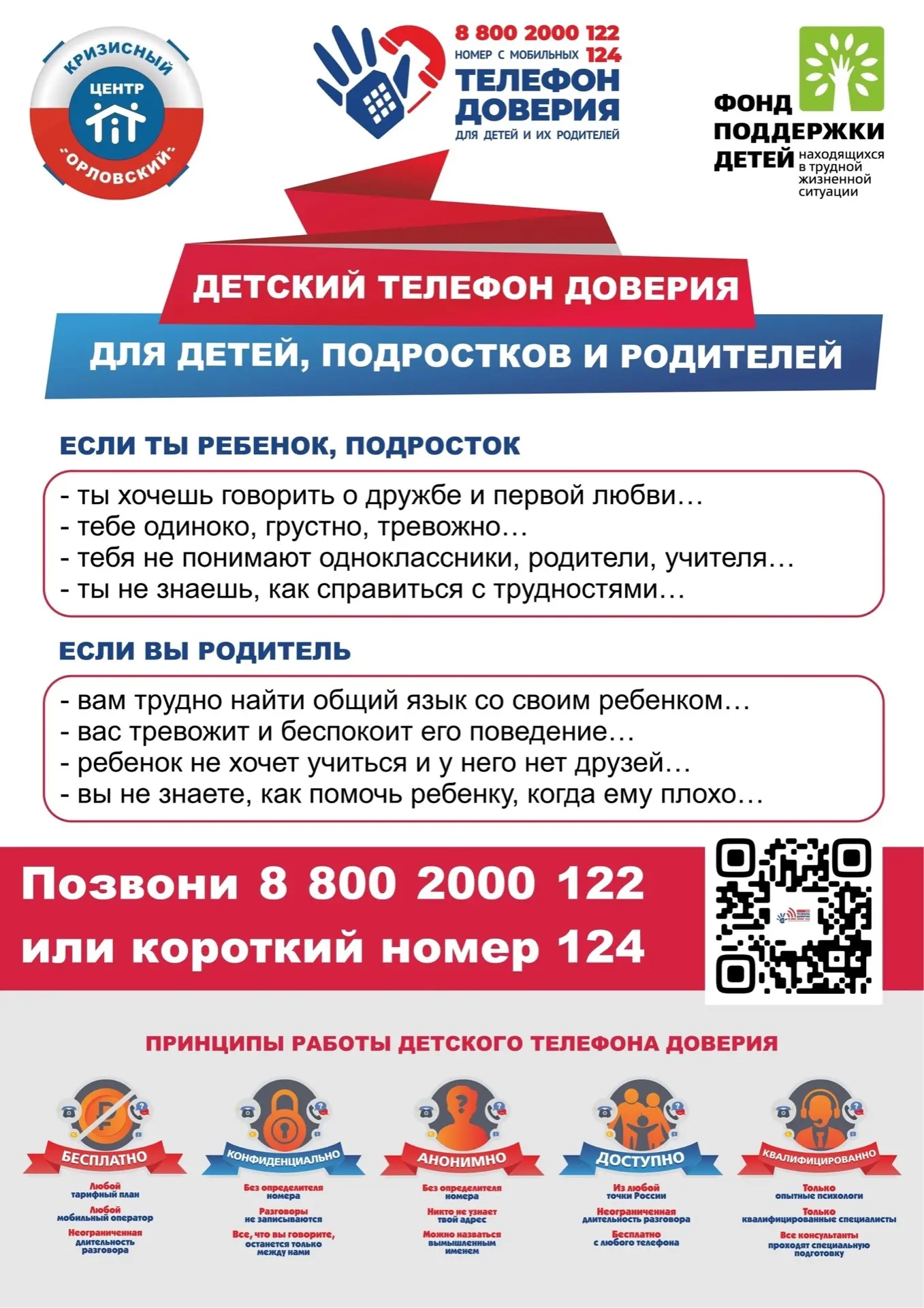 ☎Детский телефон доверия - важный ресурс в трудной жизненной ситуации для детей, подростков, родител