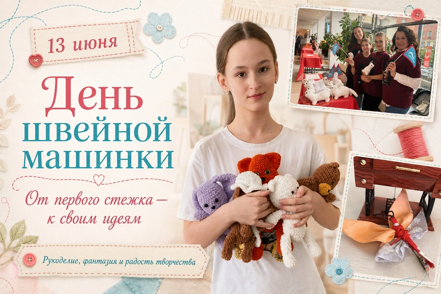 🧵 День швейной машинки

13 июня — хороший повод вспомнить, что швейная машинка — это не просто инст