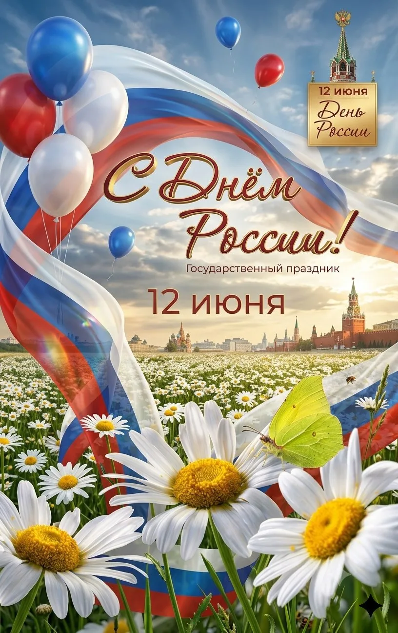 С праздником! С Днём России!🇷🇺
Пусть небо будет мирным, солнце — ярким, а жизнь — наполненной радо