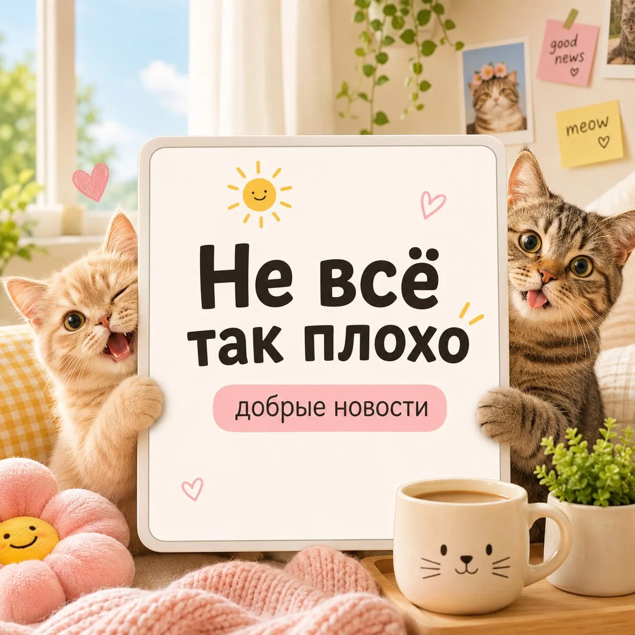 Котики делают день лучше. Хорошие новости — тоже.

Не всё так плохо — канал с добрыми историями, мил