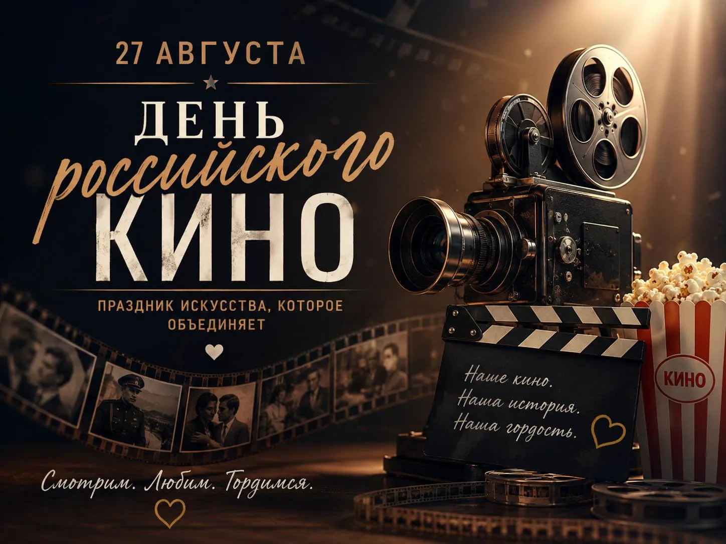 🎬 27 августа в России отмечается День российского кино-праздник отечественного кинемат...