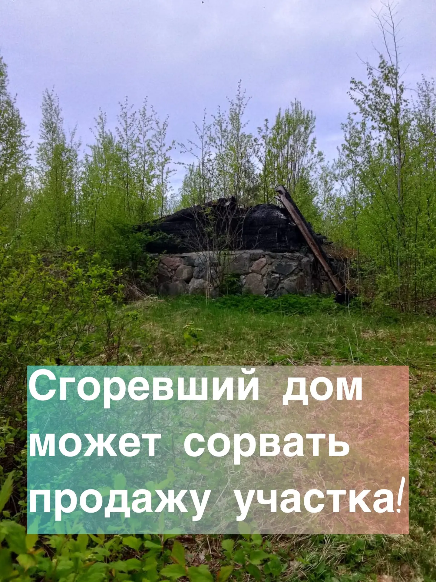 ‼️ Сгоревший дом может сорвать продажу участка.