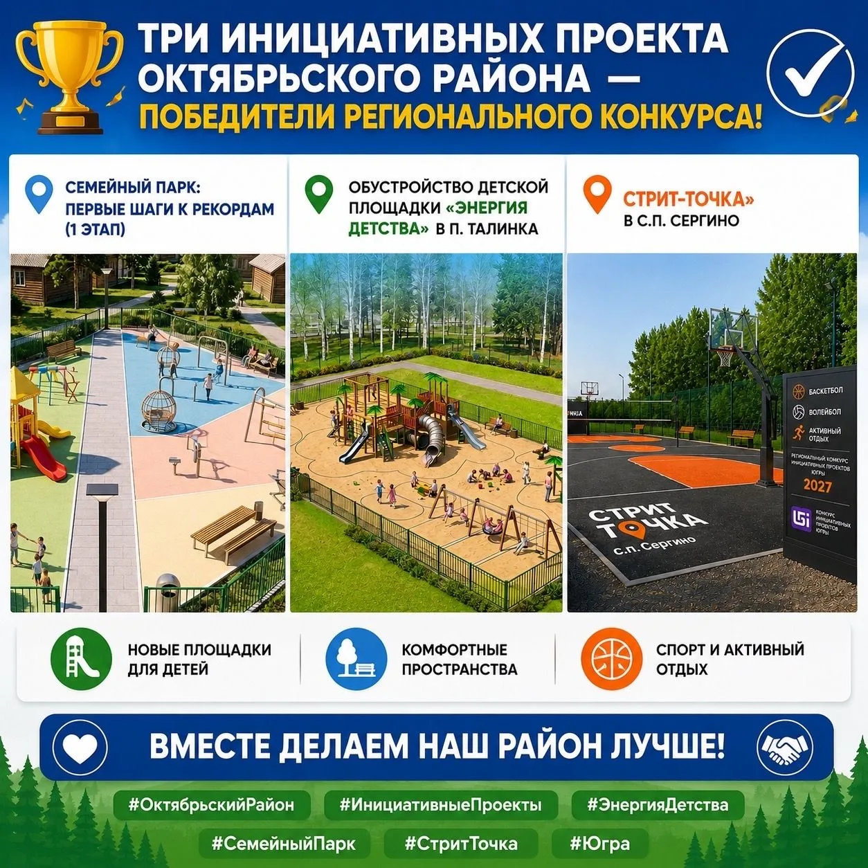 🏆Три инициативных проекта Октябрьского района — победители регионального конкурса!