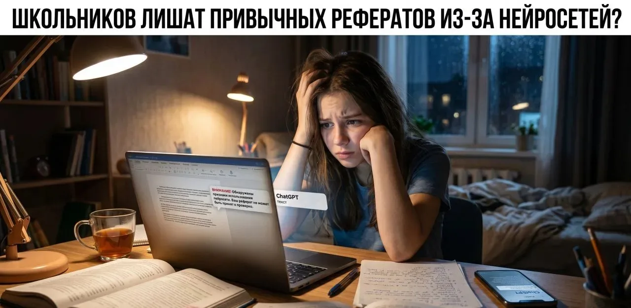 Школьников лишат привычных рефератов из-за нейросетей? 🛑