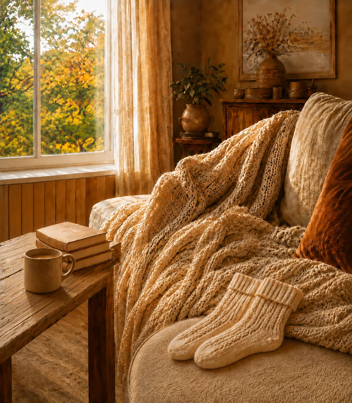 Здравствуйте кофе ☕, носочки 🧦 и плед 🧣