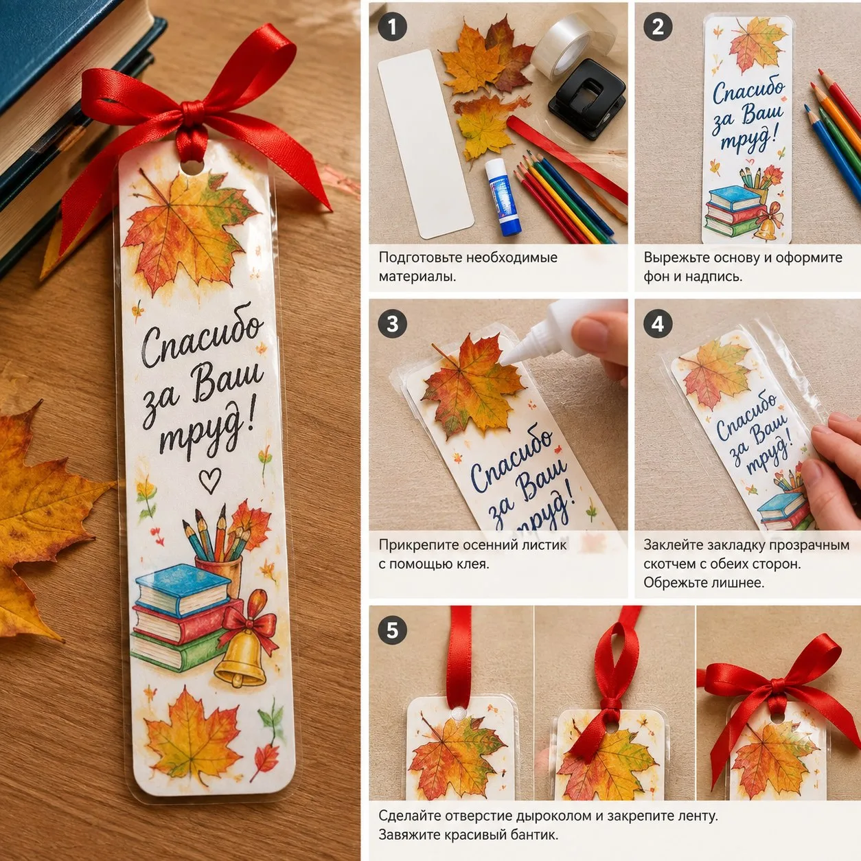 Закладка для книг «Спасибо за знания» (с эффектом ламинации)