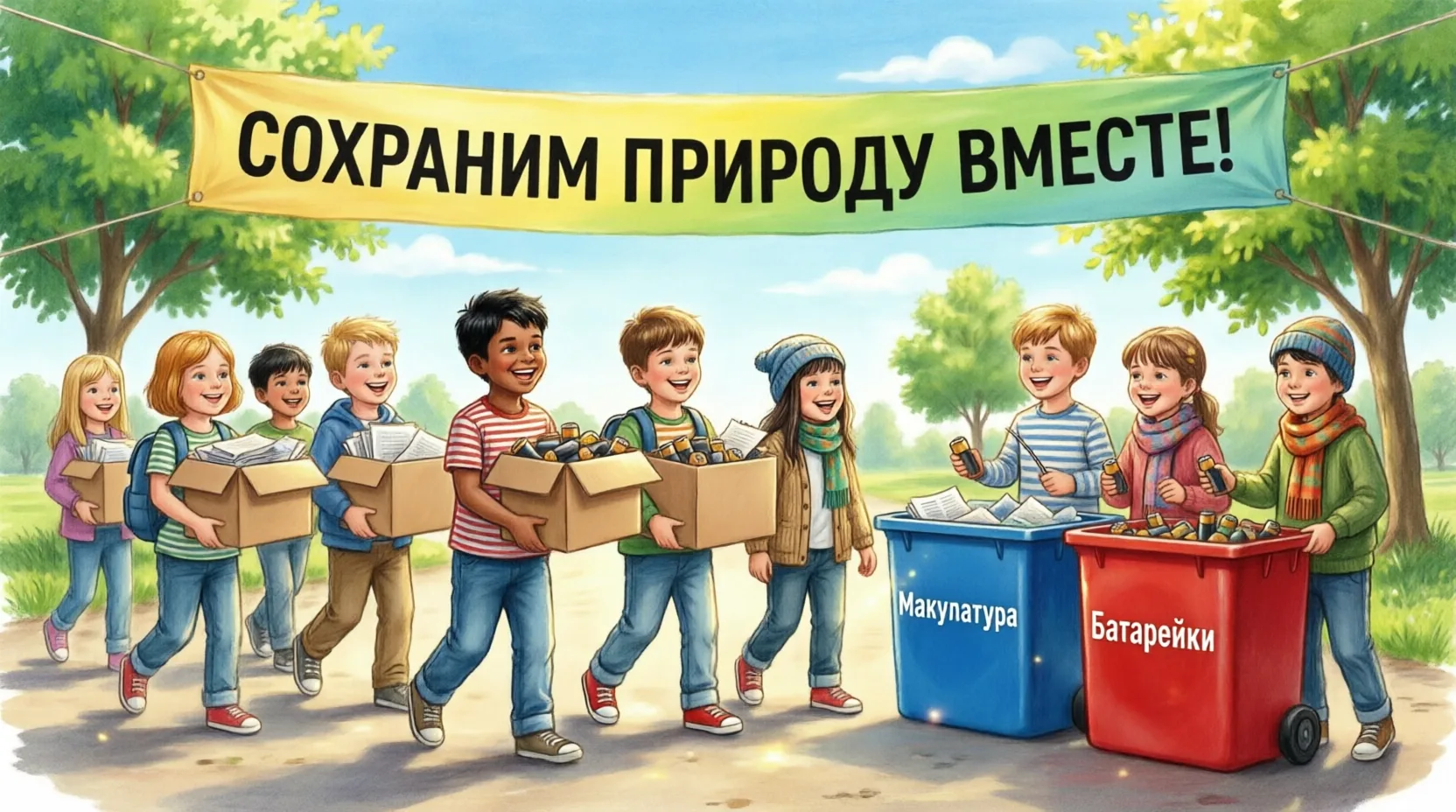♻️ ВНИМАНИЕ! В нашей школе и детском лагере стартовала экологическая акция по сбору макулатуры и исп