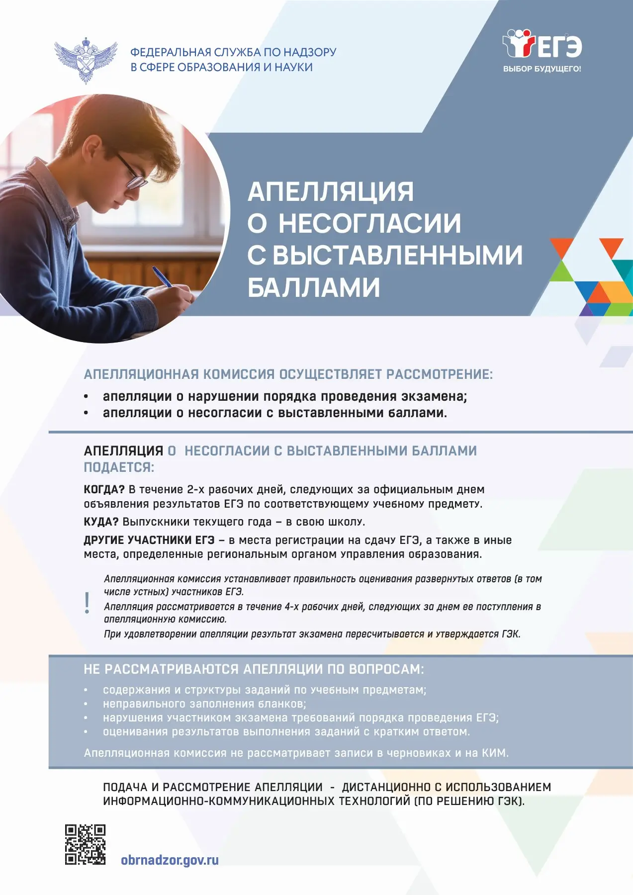 Памятки о том, как подать апелляции и сообщить о нарушениях на ЕГЭ.