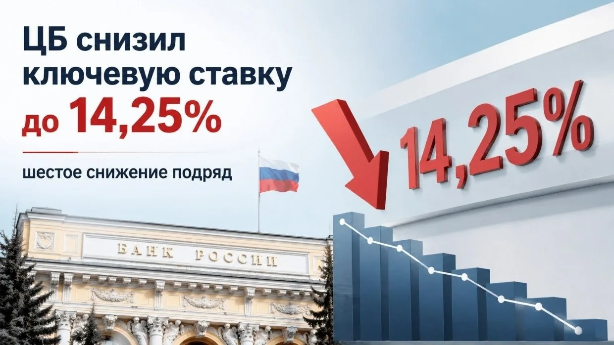 ⚡19 июня 2026 года совет директоров Банка России принял решение снизить ключевую ставку до 14,25% го