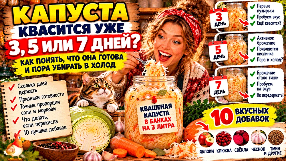 Капуста квасится уже 3, 5 или 7 дней – как понять, что она готова и пора убирать в холо...
