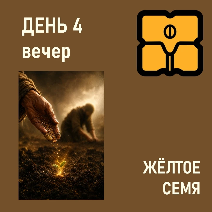 День 4, Жёлтое Семя, вечер.
Сегодня день понимания, осознания, ясности. А также день действий. Если 