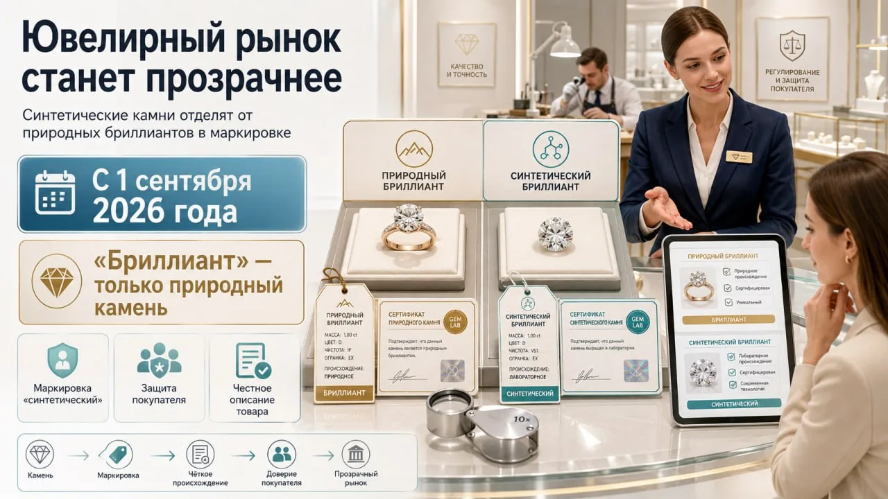 Новые правила регулирования синтетических камней должно очистить ювелирный рынок. С 1 сентября 2026 