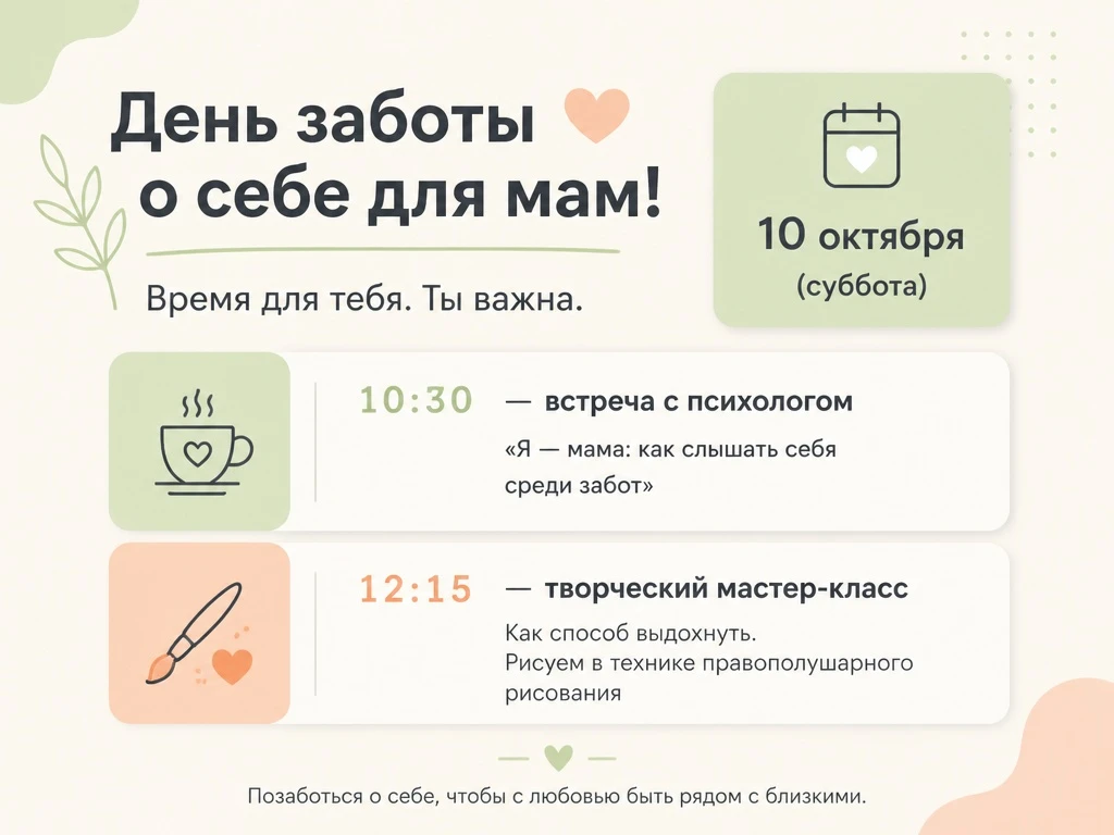 день заботы о себе для мам!