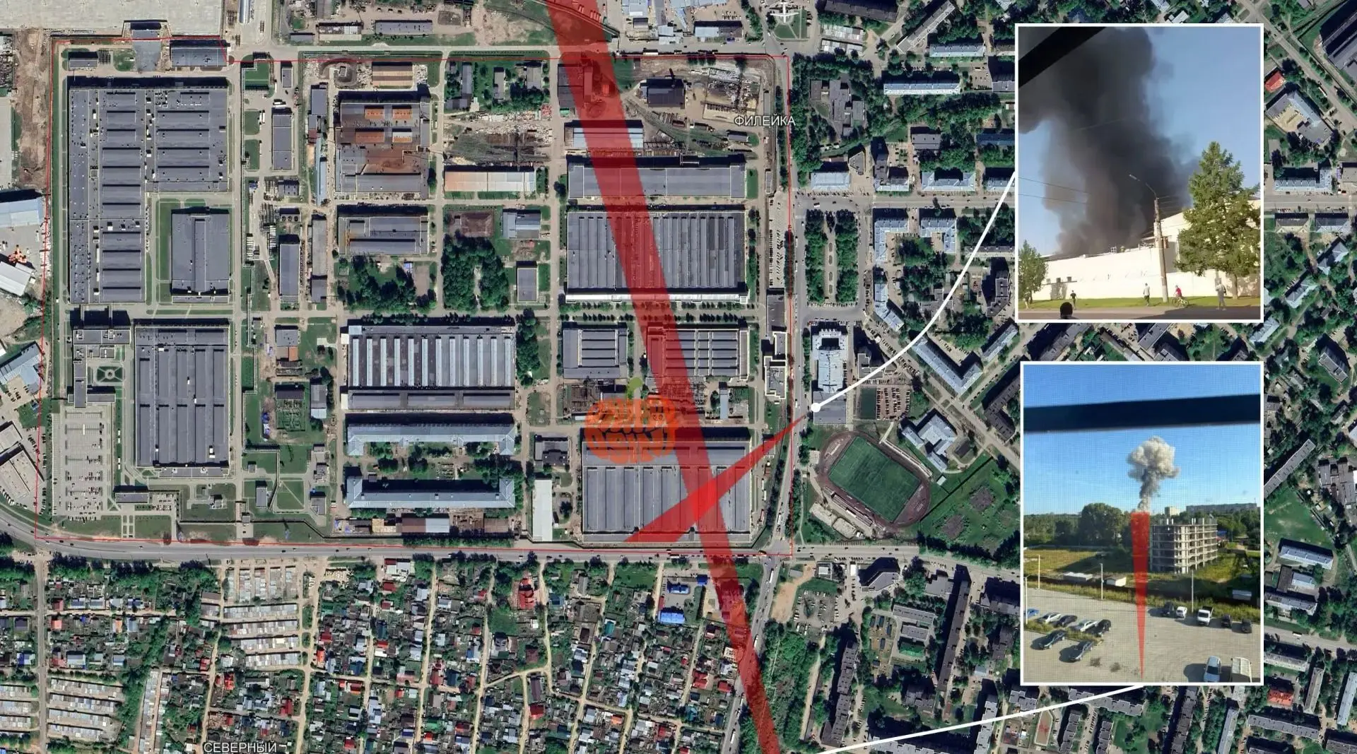 ‼️🛰🇷🇺🇺🇦 Спутниковый снимок последствий удара по предприятию "Авиатек" в Кирове.