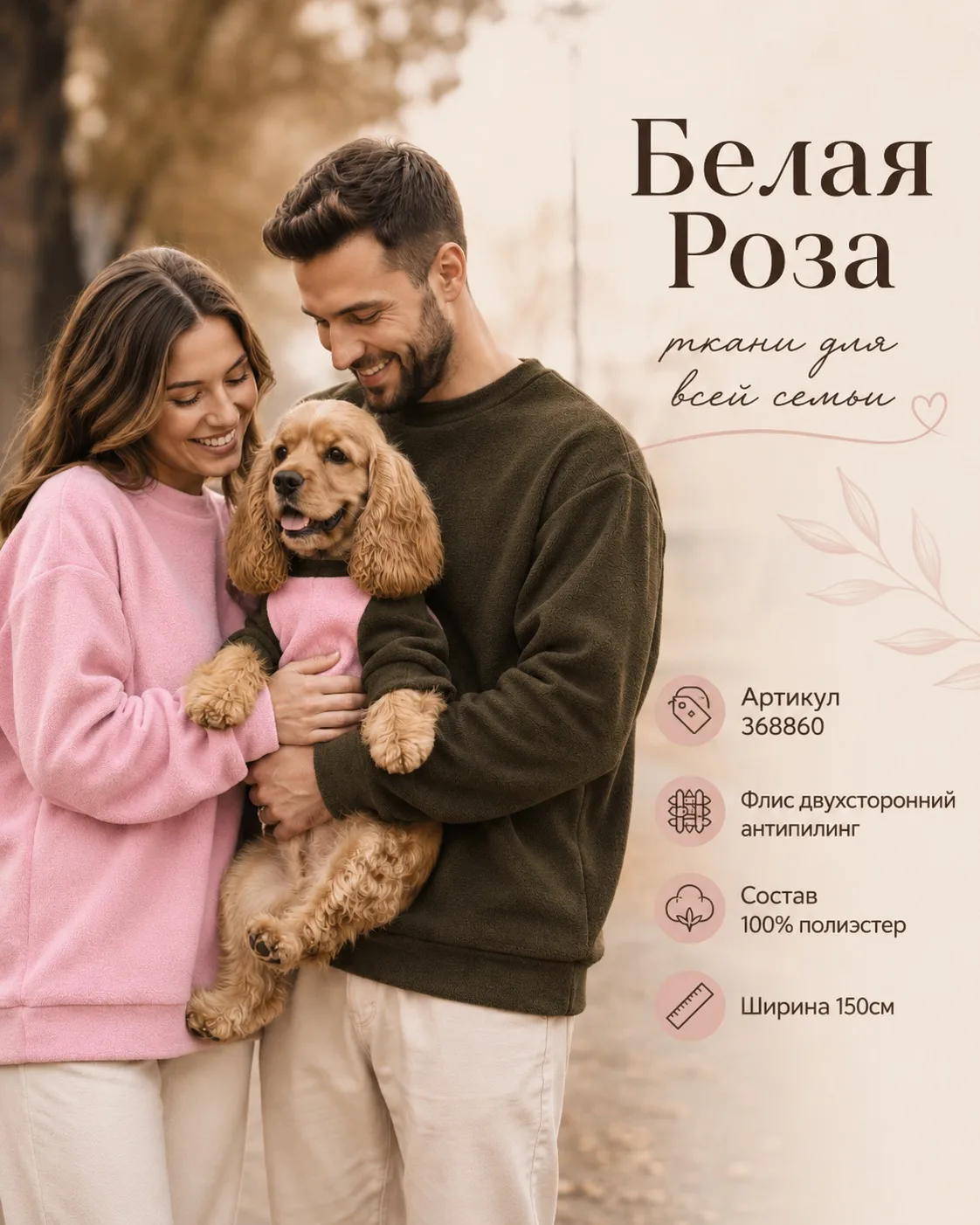 Ткань для всей семьи — уютно, мягко и красиво 🐾🤍
В «Белой Розе» появился флис, из которого хочется