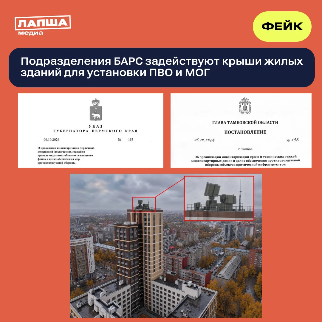 🛑 Территориальные подразделения БАРС якобы начнут осмотр жилых зданий для размещения к...