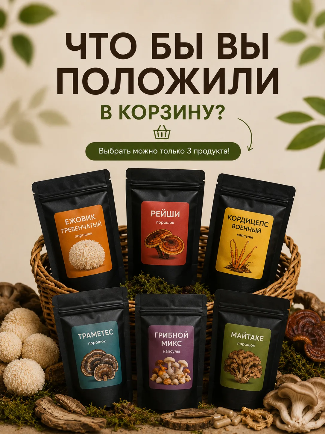Если бы в корзине можно было оставить только 3 позиции — что бы выбрали вы?🤔