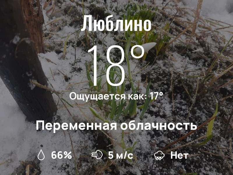 Что с погодой в Люблино?

Одевайтесь по погоде, берегите себя!
Удачного дня, соседи!

#погоданарайон