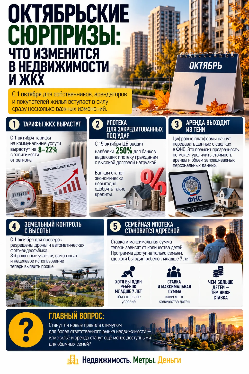 ОКТЯБРЬ ПРИНЕСЁТ НОВЫЕ ПРАВИЛА ДЛЯ НЕДВИЖИМОСТИ И ЖКХ