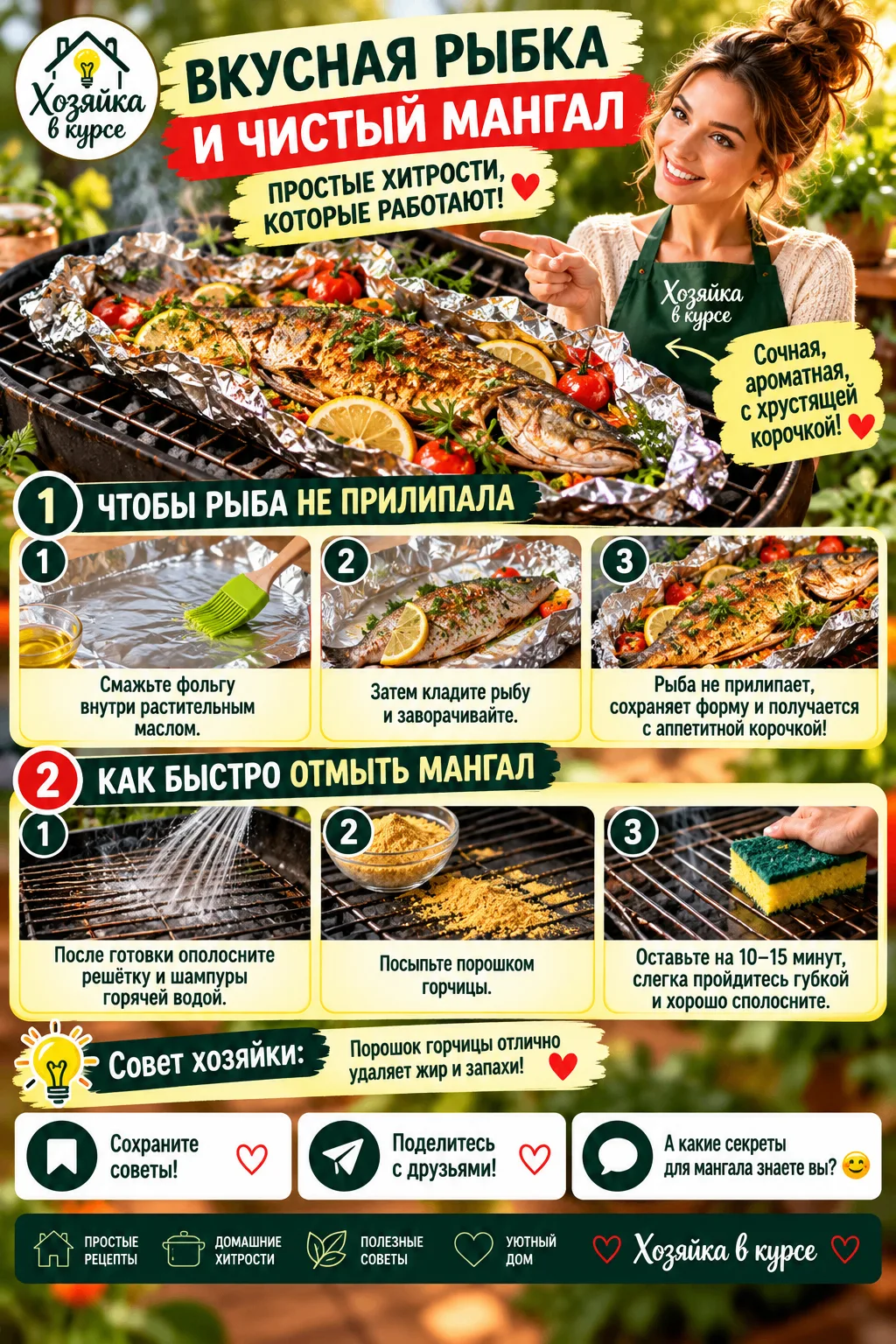 🐟 ВКУСНАЯ РЫБКА И ЧИСТЫЙ МАНГАЛ — БЕЗ ЛИШНИХ ХЛОПОТ!