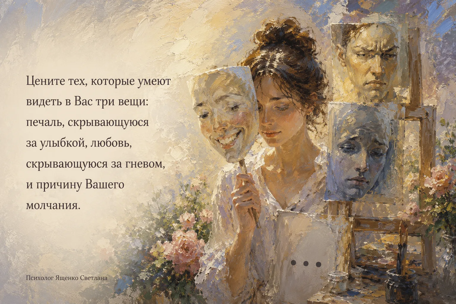 А когда кажется, что таких людей нет, которые вас понимают. Станьте себе сами таким чел...