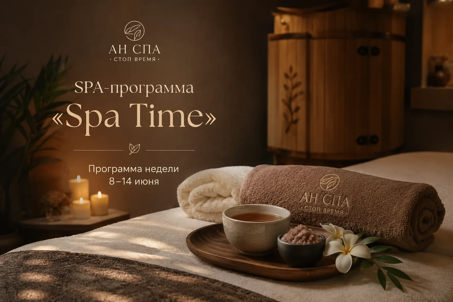 Программа недели в АН СПА — Стоп Время 🌿
8–14 июня

SPA-программа «Spa Time» ✨

Иногда достаточно н