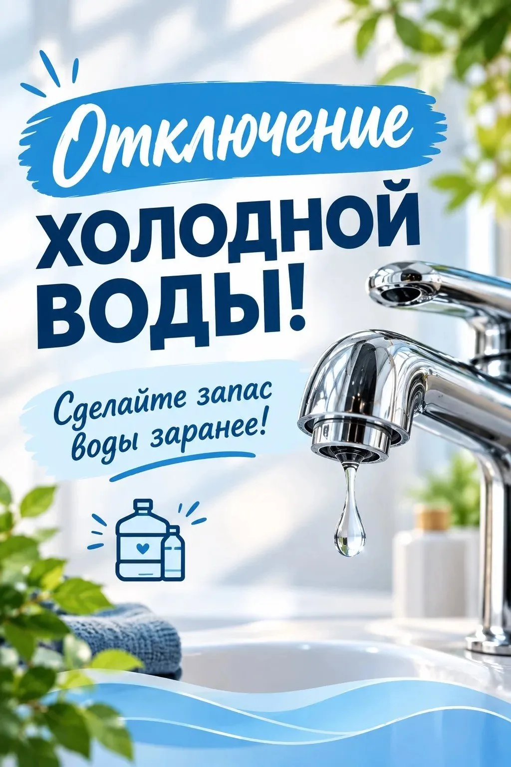Временное отключение холодной воды!