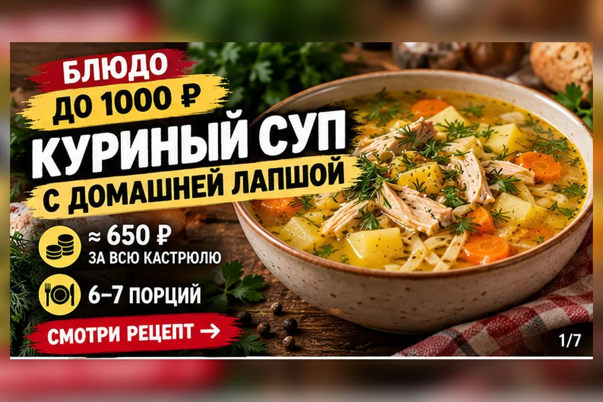 лапша делает суп особенно сытным.