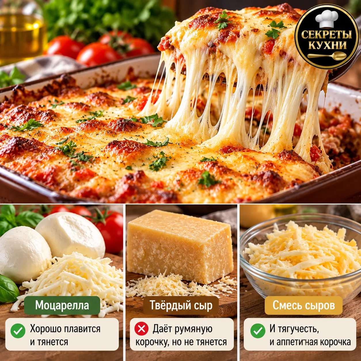 🧀 Почему сыр иногда не тянется при запекании?