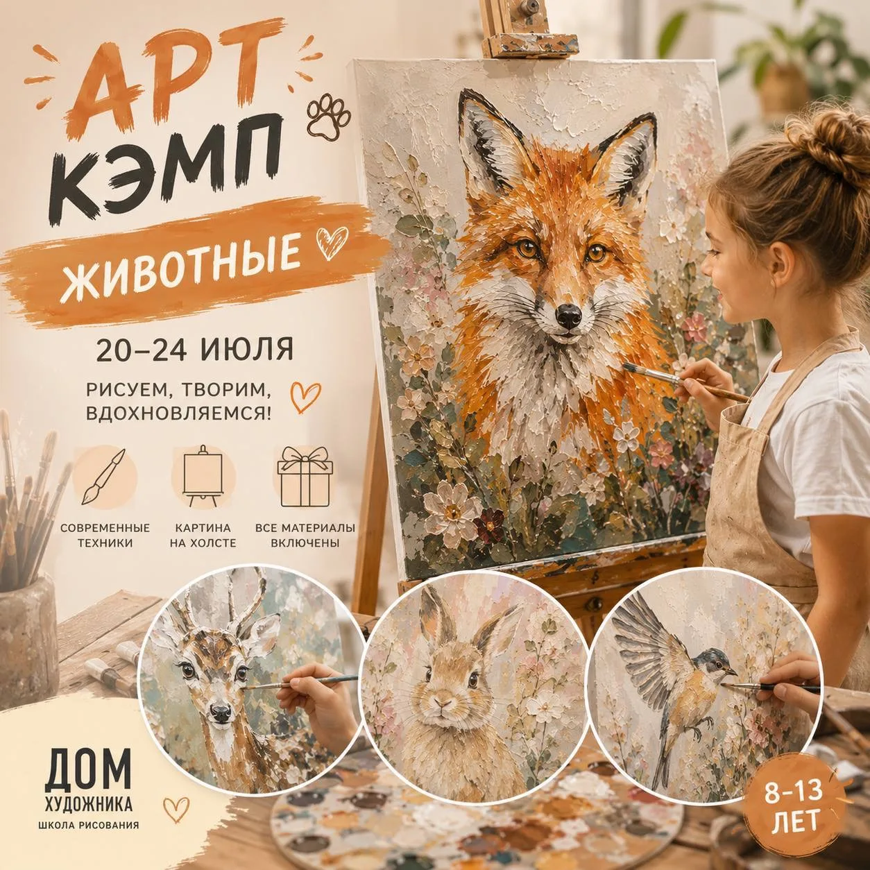 ⚡️⚡️⚡️ Городской проект АртКэмп от школы рисования «Дом Художника» — лето, которое вдохновляет!

✅ К