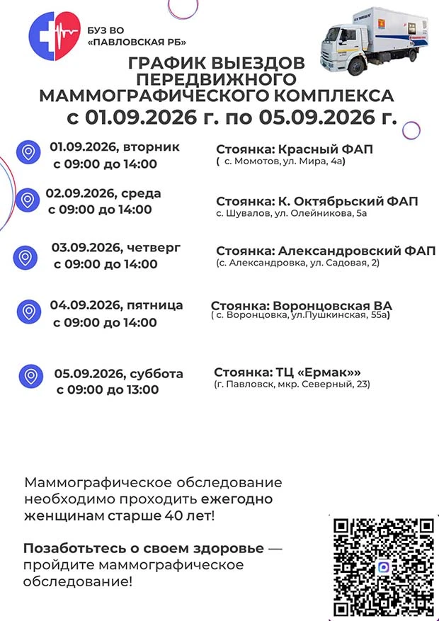 Графики выездов 🚐🚐  передвижных флюорографического и маммографического  комплексов на...