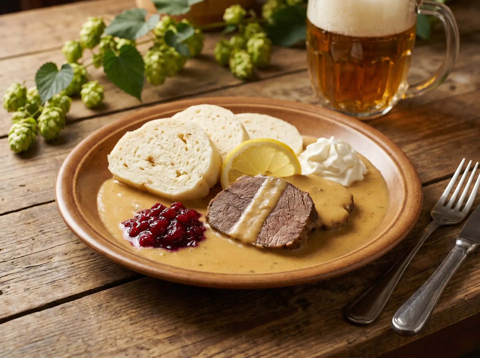 🥩 Чешская Свичкова — говядина с овощным соусом и кнедликами🥕🇨🇿

Традиционное чешское блюдо: нежн