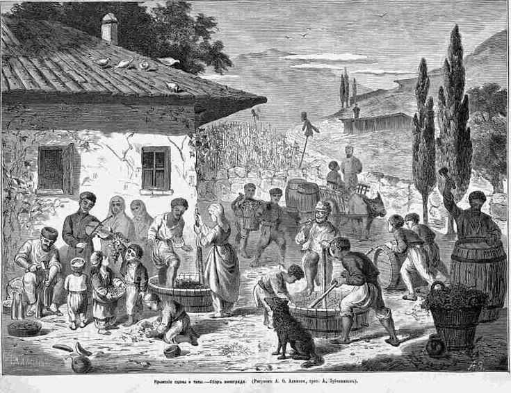 Сбор винограда в Крыму. "Всемирная иллюстрация", №9, 1875.