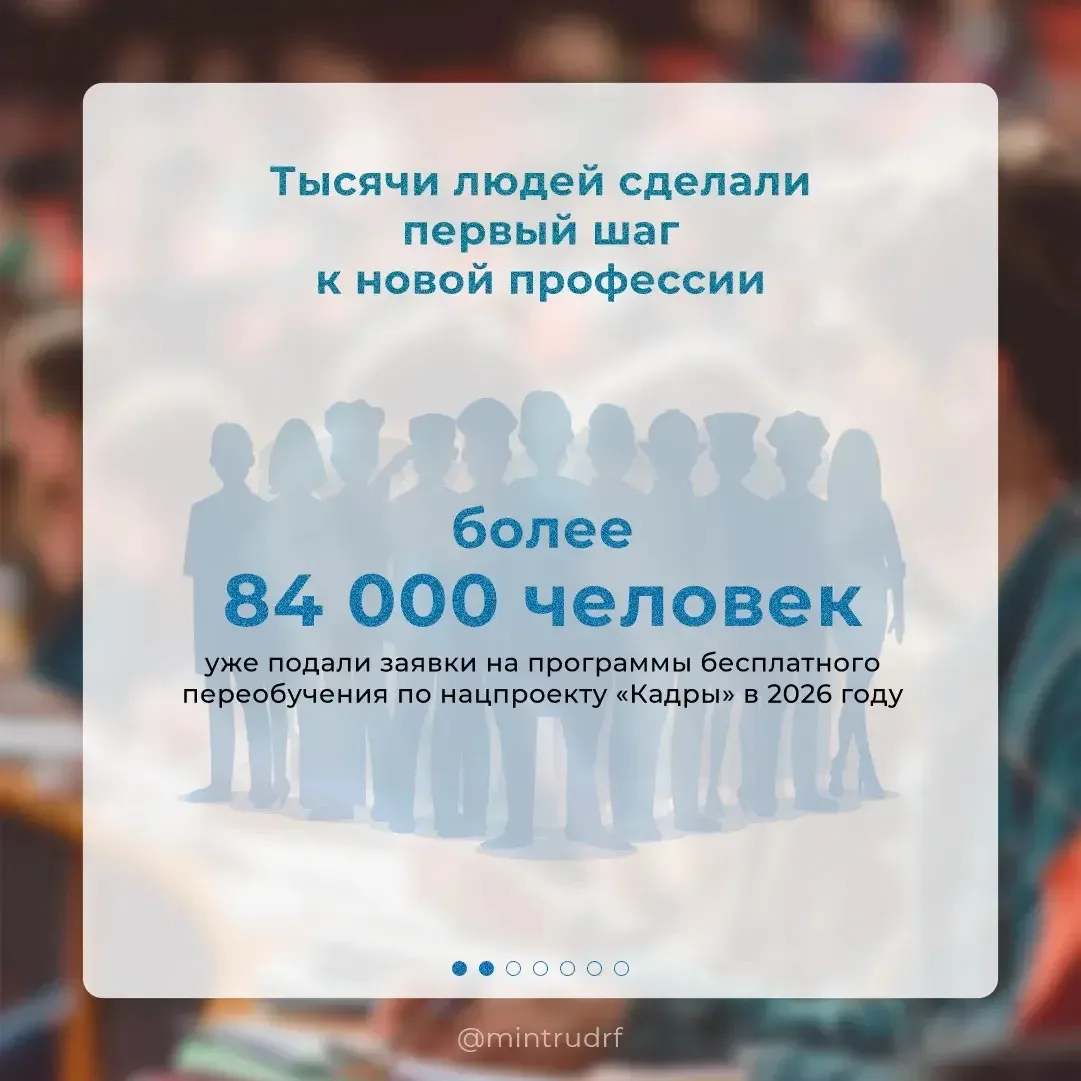 Ваш билет в новую профессию: бесплатное обучение по нацпроекту «Кадры»  «В 2026 году в перечень для 
