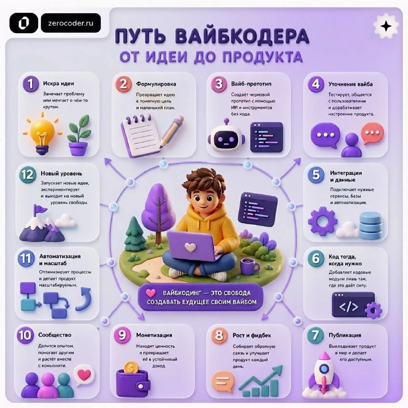 🚀 Путь вайбкодера выглядит примерно так.
                                                          