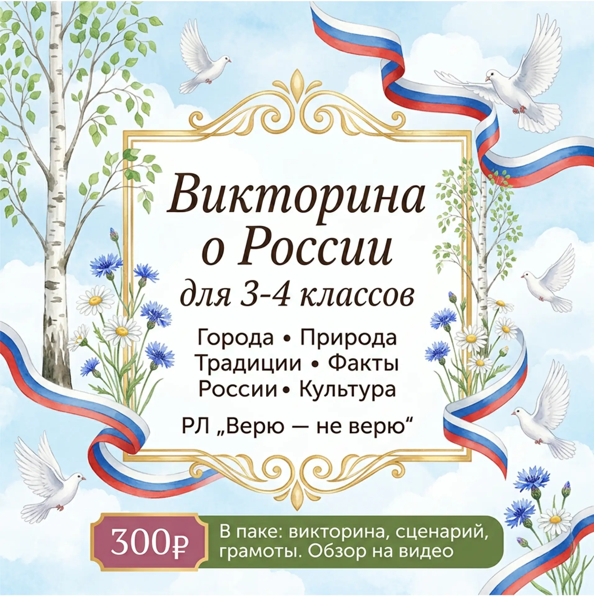 🇷🇺 ВИКТОРИНА, ПОСВЯЩЕННАЯ РОССИИ! 
Для 3-4 классов. 
🎉Продуманная викторина с небанальными вопрос