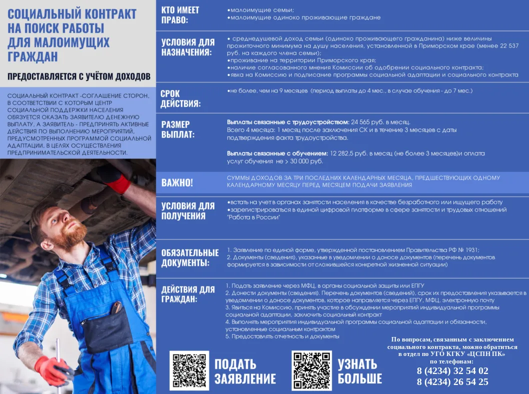 💠 Государственная социальная помощь на основании социального контракта - помощь в выходе из сложной