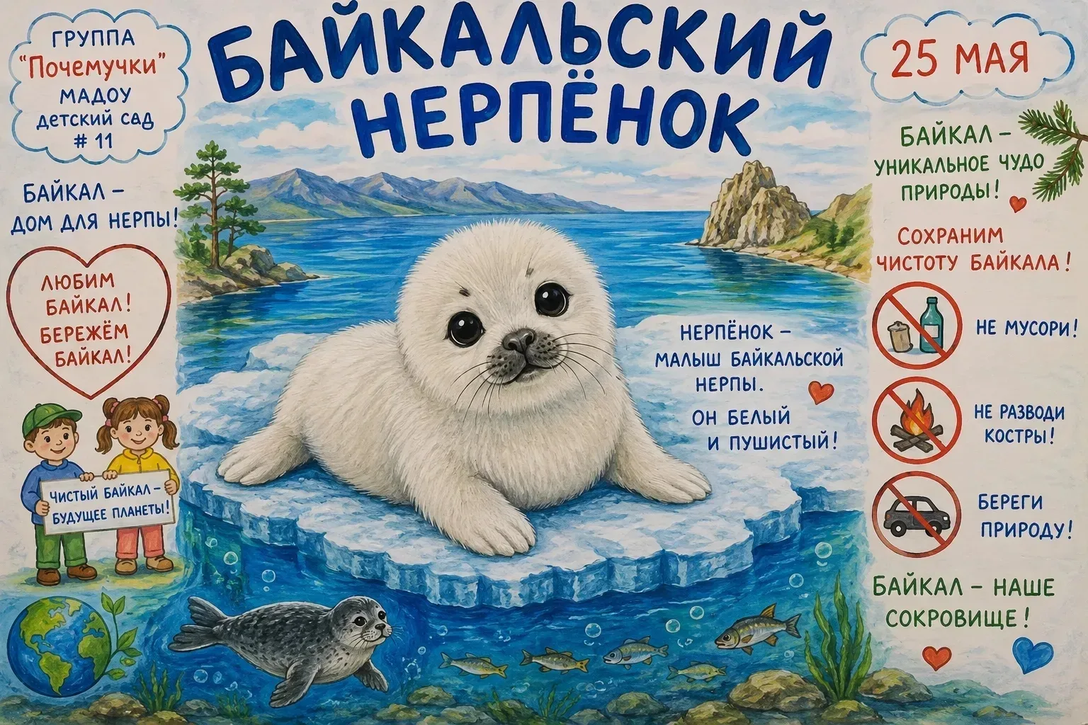 Группа „Почемучки“ сегодня после дневного сна совершила виртуальное путешествие на озеро Байкал! Мы 