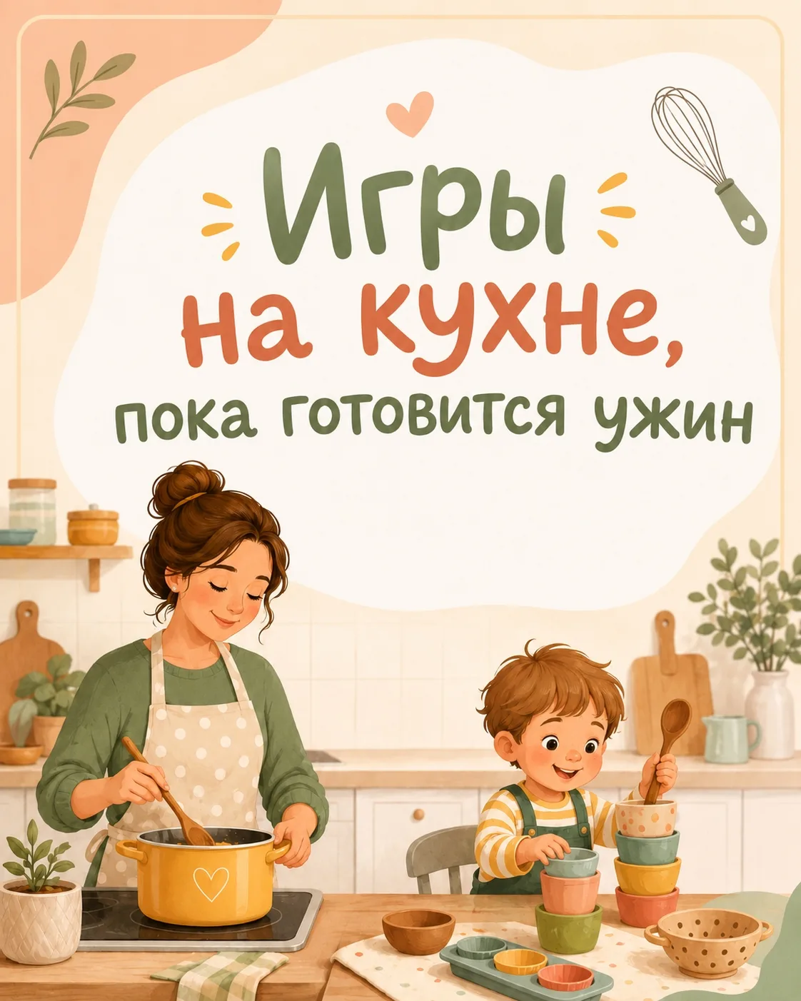 Пока готовится ужин, кухню можно превратить в пространство для игр и развития 🍎

Собрали несколько 