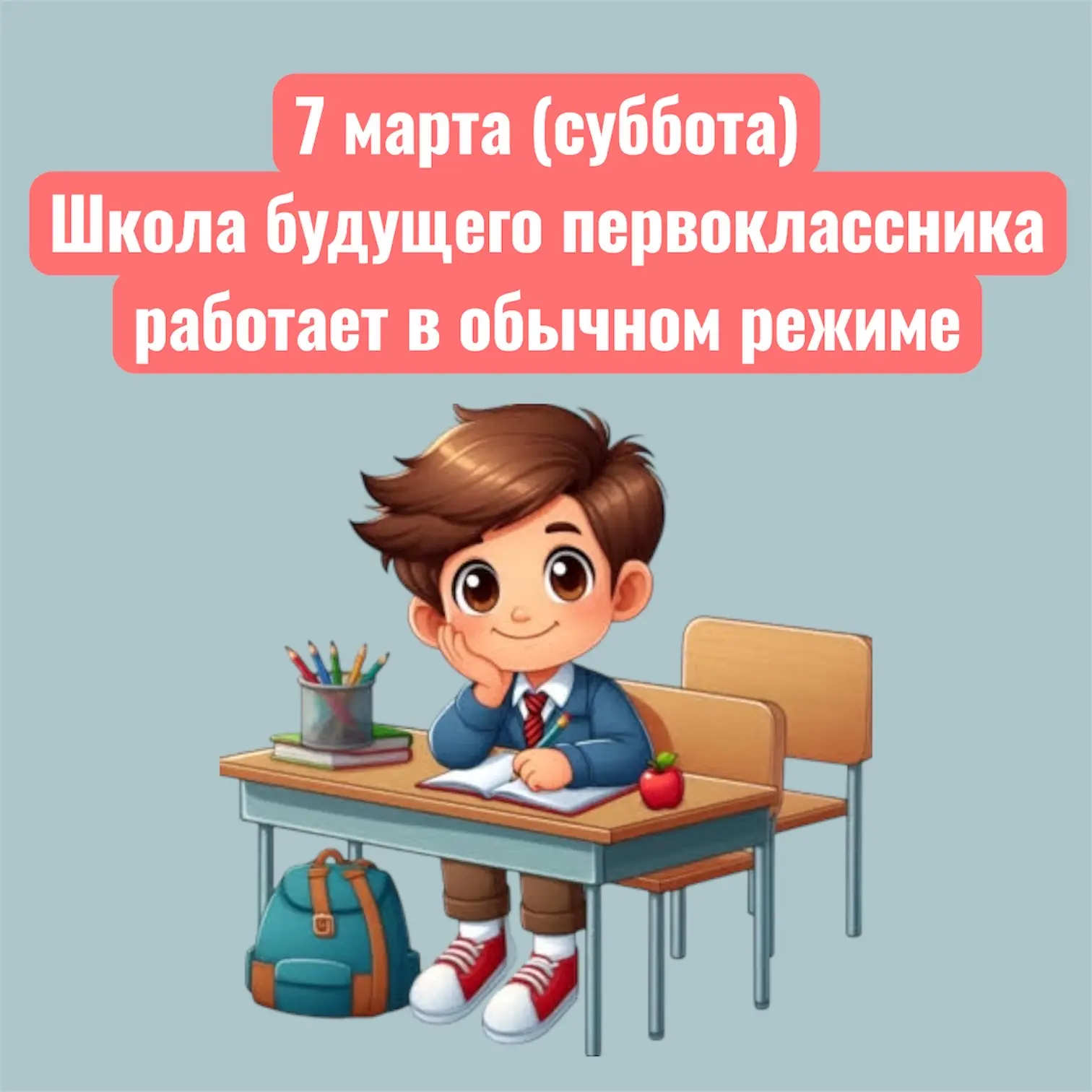 👧🏻🧒🏼 РОДИТЕЛИ БУДУЩИХ ПЕРВОКЛАССНИКОВ!  📅 7 марта занятия в Школе будущего первоклассника по расписа