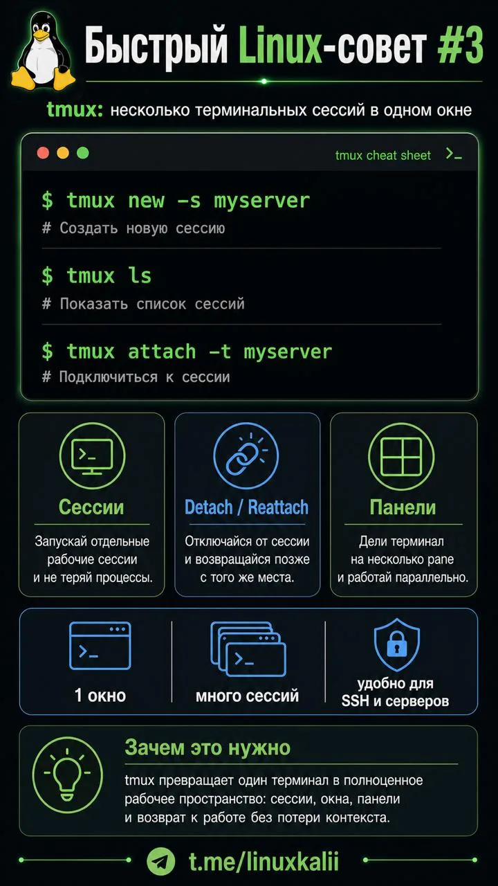 🖥 Быстрый Linux-совет: один терминал вместо десятка окон