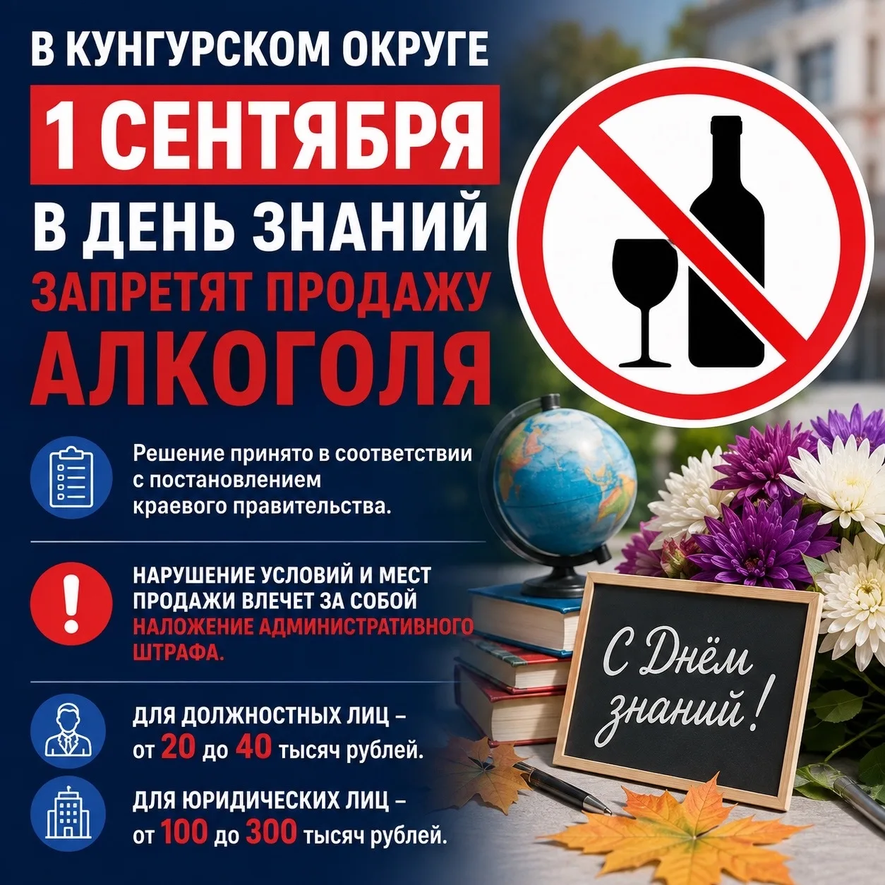 🚫В Кунгурском округе в День знаний запретят продажу алкоголя
