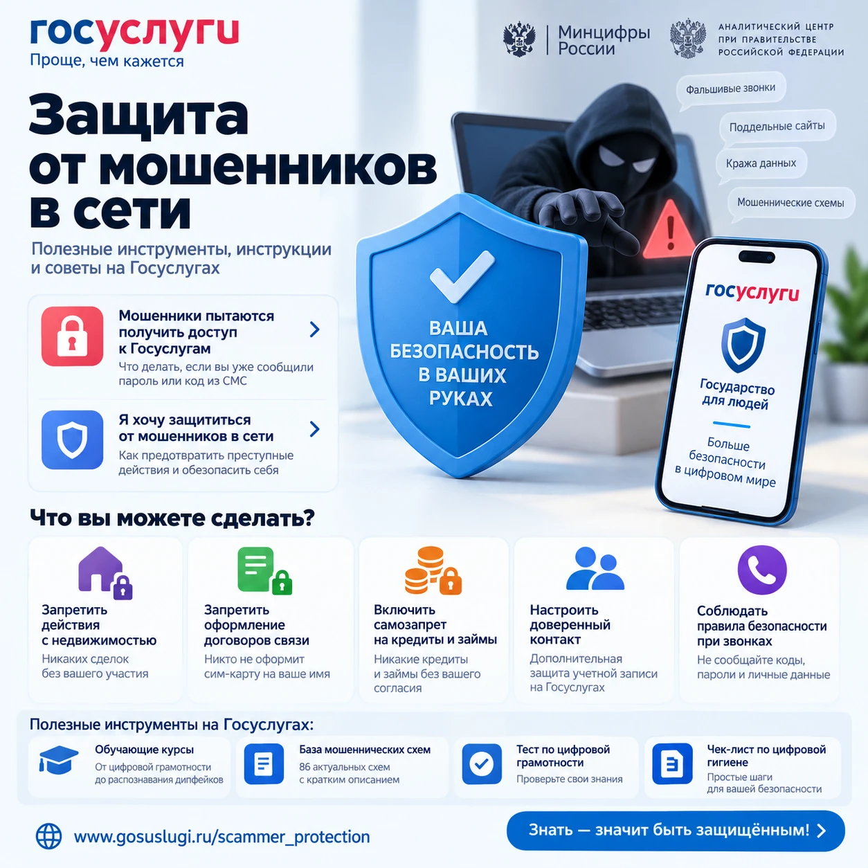 На портале Госуслуги запущен сервис по жизненной ситуации «Защита от мошенников в сети»