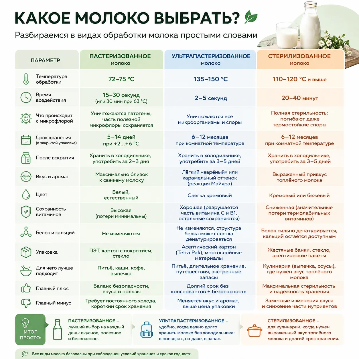 Молоко — не просто «молоко». На полке чаще всего встречаются три варианта: пастеризован...