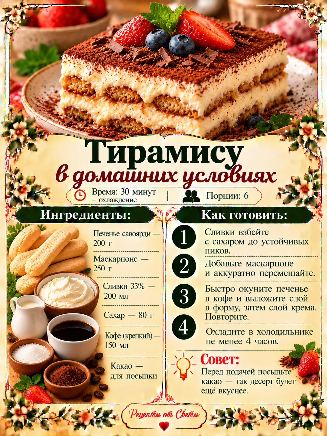 🍰 Тирамису в домашних условиях