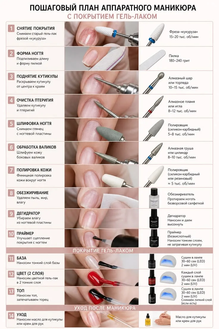 Пошаговый план аппаратного манюкюра 💅